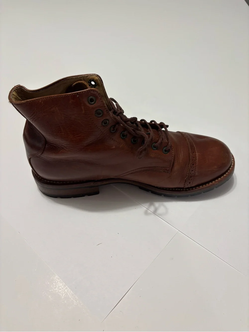 Javier Brown Leather Cap Toe Boots Size 7 Brogue Lug Sole
